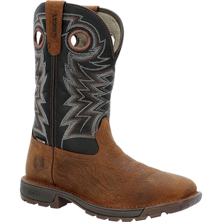 Rocky Men's Waterproof Western Boot, 13 M, Steel Toe, 11 in H, Brown, RKW0356 RKW0356